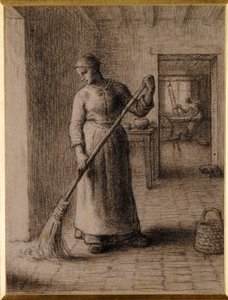Kobieta zamiata swój dom autorstwa Jean Francois Millet