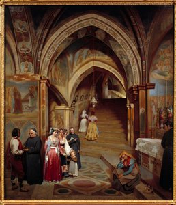 Widok kościoła benedyktyńskiego klasztoru San Subiaco Obraz Jean Francois Montessuy (1804-1876) autorstwa Jean Francois Montessuy