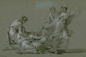 Młodzi mężczyźni i dziewice z Aten mają być ofiarowani jako ofiary Minotaurowi, ok. 1778 r.