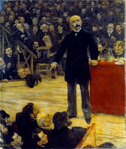 Georges Clemenceau (1841-1929) wygłasza przemówienie w cyrku Fernando (1883). Obraz Jeana Francois Raffaelli (1850-1924)