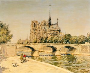 Notre Dame i Sekwana autorstwa Jean Francois Raffaelli