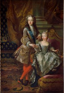 Portret króla Ludwika XV (1710-1774) i jego narzeczonej Marii Anny Victoire z Hiszpanii (1718-1781), córki Filipa V z Hiszpanii Obraz Jeana Francois De Troy (1679-1752) Około 1724 Florencja, Palazzo Pitti