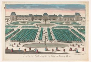 Widok na Jardin des Tuileries w Paryżu widziany w kierunku Palais du Louvre Le Jardin des Tuilleries en face du Palais du Louvre à Paris (tytuł na obiekcie)