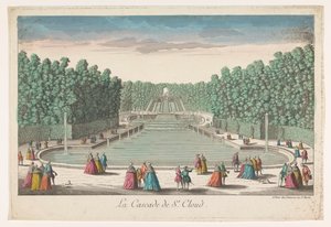 Widok na kaskady ogrodu Château de Saint-Cloud La cascade de St. Cloud (tytuł na obiekcie)