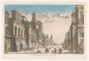 Widok ulicy w kierunku morza w Neapolu La grande rue de Naples (tytuł na obiekcie)