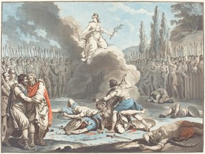 Walka Horatii i Curatii autorstwa Jean François Janinet after Jean Jacques François Le Barbier I