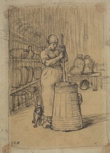 Studium dla kobiety ubijającej masło autorstwa Jean Francois Millet
