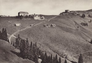 Hotel Rigi Staffel, elektryczna Arth Rigi Bahn (zdjęcie czarno-białe) autorstwa Jean Gaberell