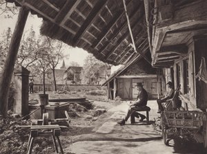 Szwajcaria: Berneński dom wiejski, pod dachem penthouse (zdjęcie czarno-białe) autorstwa Jean Gaberell