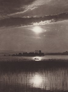 Szwajcaria: Jezioro Zuryskie, wieczór (zdjęcie czarno-białe) autorstwa Jean Gaberell