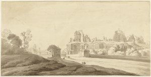 Widok na ruiny pałacu na Palatynie w Rzymie autorstwa Jean Grandjean (attributed to)