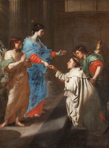 Mistyczne Zaręczyny Błogosławionego Hermanna Józefa z Maryją Panną. autorstwa Jean Guillaume Carlier