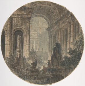Fantazja architektoniczna, XVIII wiek. autorstwa Jean Henri Alexandre Pernet.