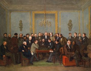 Epicki mecz szachowy między Pierre Saint Amant i Howardem Stauntonem w 1843 r. Peinture de Jean Henri Marlet (1771-1847) 1843 - Olej na płótnie Wym. 71x91,5 cm Kolekcja prywatna autorstwa Jean Henri Marlet