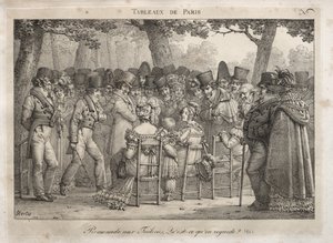 Sceny Paryża: Promenada w Tuileries. Na co oni patrzą? autorstwa Jean Henri Marlet