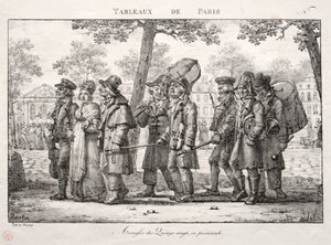 Sceny Paryża: Niewidomi z Quinze Vingts, Chodzenie. autorstwa Jean Henri Marlet