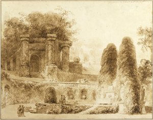Park Rzymski z Fontanną, 1774 autorstwa Jean Honore Fragonard