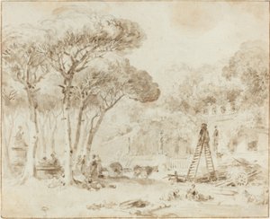 Ogrody włoskiej willi (Villa Medici?) autorstwa Jean Honore Fragonard