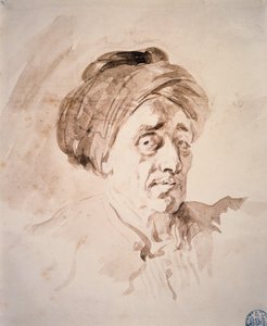 Głowa z turbanem Rysunek w praniu Jean Honore Fragonard (1732-1806). Besancon z XVIII wieku. Muzeum Sztuk Pięknych autorstwa Jean Honore Fragonard