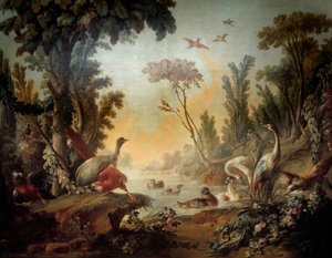 Landschaft mit den Echassiers. Panel des Salons Demarteau, realisiert von Jean Baptiste Huet (1745-1811) und Jean Honoré Fragonard (1732-1806)