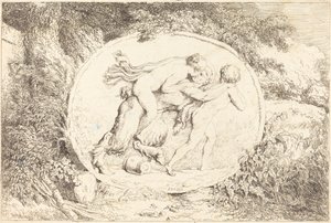 Nimfa na satyrze (młoda dziewczyna na satyrze) autorstwa Jean Honore Fragonard