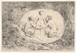 Nimfa wspierana przez dwóch satyrów, 1763. autorstwa Jean Honore Fragonard