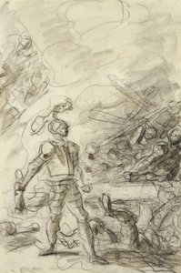 Orlando obezwładnia bandytę ognistą marką (pióro i atrament, kreda i pranie na papierze) autorstwa Jean Honore Fragonard