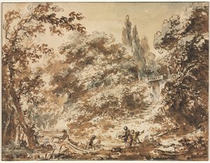 Scena w parku, ok. godz. 1760. autorstwa Jean Honore Fragonard