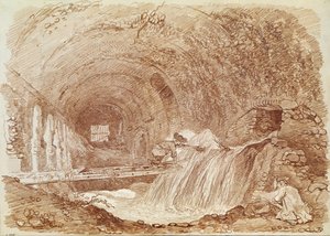 Stajnie Mecenasa w Tivoli (czerwona kreda na papierze) autorstwa Jean Honore Fragonard