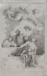 Uczniowie przy grobie, 1764. autorstwa Jean Honore Fragonard