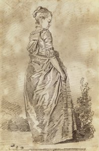Młoda kobieta spacerująca (czerwona kreda na papierze) autorstwa Jean Honore Fragonard