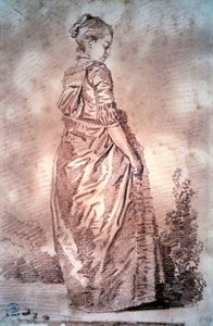 Młoda kobieta idąca rysująca krew, Jean Honore Fragonard autorstwa Jean Honore Fragonard