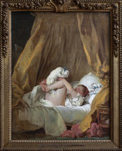 Młoda dziewczyna z psem. Obraz Jeana Honore Fragonarda (1732-1806), olej na płótnie autorstwa Jean Honore Fragonard