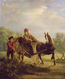 Voltaire (1694-1778) w kabriolecie w Ferney