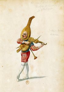 Szkic kostiumu Jeana Beraina Starszego (1640-1711) do baletu Le feste di Amore e di Bacco (Święto miłości i Bachusa), baletu Jean-Baptiste Lully (1632-1687), wykonany w Palais-Royal w Paryżu, 15 listopada