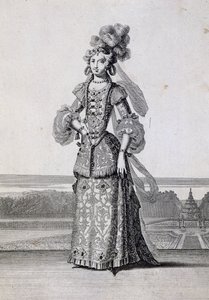 Kobiece kostiumy baletowe, rycina Jean Berain the Elder (1637-1711), Francja