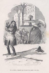 Wstaje, od stóp do głów pokryty śniegiem. z Małej niedoli ludzkiego życia, 1843.