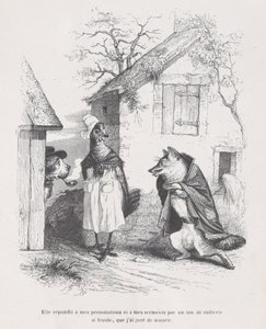 Na moje protesty i przysięgi odpowiedziała tonem drwiny tak chłodnym, że przysiągłem…, ca. 1837-47. autorstwa Jean Ignace Isidore Gérard