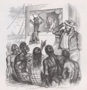 The Black and the Puppets z The Complete Works of Béranger, 1836. autorstwa Jean Ignace Isidore Gérard
