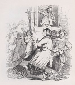 Skrzypek z Meudon z Dzieł wszystkich Bérangera, 1836. autorstwa Jean Ignace Isidore Gérard