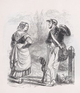 Łowca i dojarka z Dzieł wszystkich Bérangera, 1836. autorstwa Jean Ignace Isidore Gérard