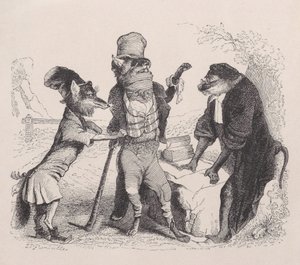 Wilk błagający Lisa przed Małpą, ca. 1838.