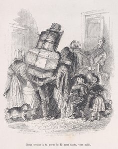 Bez wątpienia będziemy u Twoich drzwi w południe. z Małej niedoli ludzkiego życia, 1843. autorstwa Jean Ignace Isidore Gérard