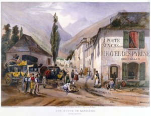 Przyjazd i naprawa dyliżansu w Luz na drodze do Barreges, ok. 1840 r