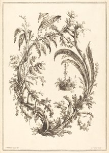 Ozdoba z parasolem i wiszącym koszem autorstwa Jean Jacques Avril I after Jean Baptiste Pillement