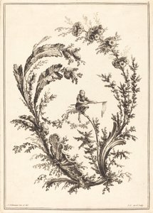Ozdoba z małpką autorstwa Jean Jacques Avril I after Jean Baptiste Pillement