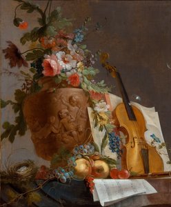 Martwa natura z kwiatami i skrzypcami, ok. godz. 1750