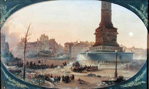 Widok na Place de la Bastille i barykadę w Faubourg Saint-Antoine, 25 czerwca 1848
