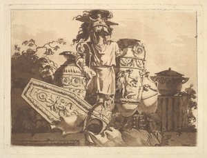 Kompozycja z antykami, z Recueil de Compositions par Lagrenée Le Jeune Colle..., 1782-84.