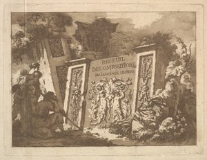 Frontyspis, z Recueil de Compositions par Lagrenée Le Jeune Collection of Compositio..., 1782. autorstwa Jean Jacques Lagrenee